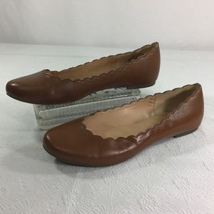 LC Lauren Conrad Brown Scalloped Ballet Flats